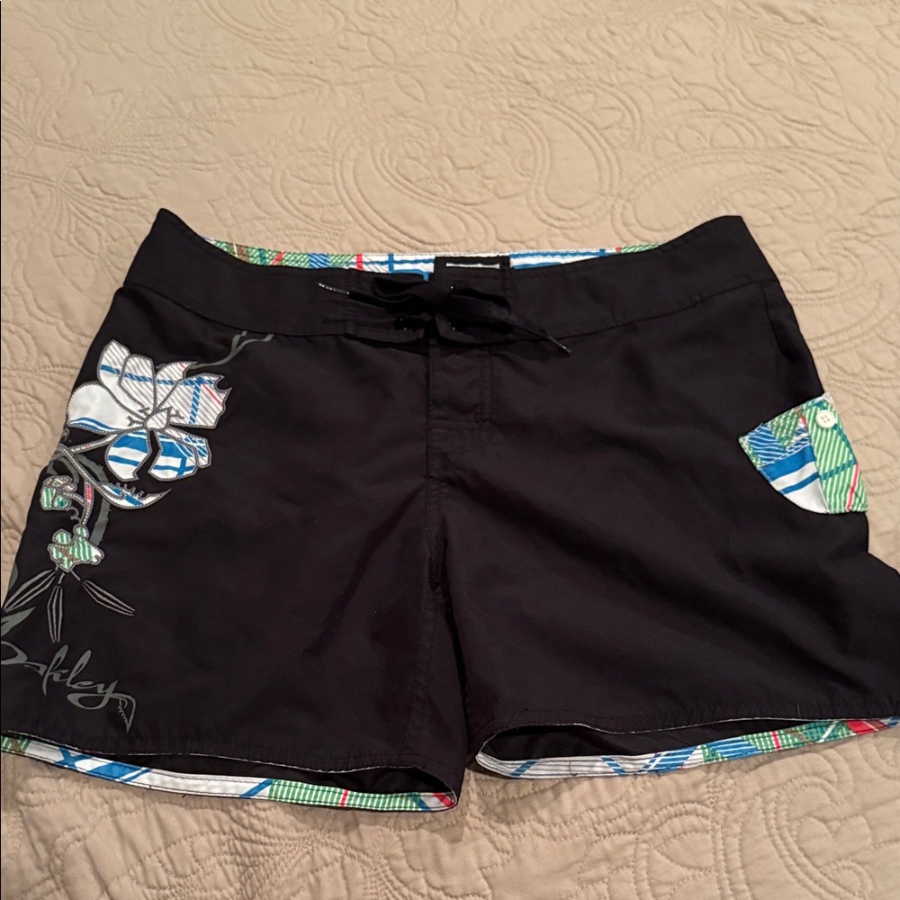 Oakley Black Women's Board Shorts with Colorful Accents
